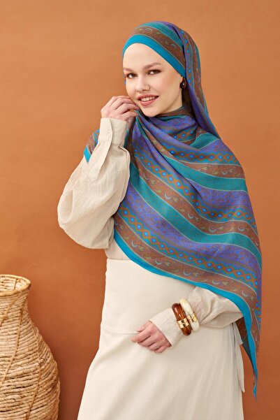 Silk Home Riva Shawl Tencel Ethnic Way Turquoise