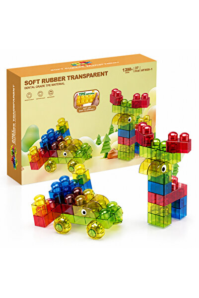 Twisoo Soft Rubber Transparent Building Blocks 53PCS | Montessori STEM Educat...