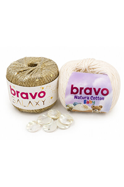 Bravo Σετ Πλεκτής Μπαντάνας Natura Cotton Baby (130μ.), Galaxy Gold (130μ.) 2...