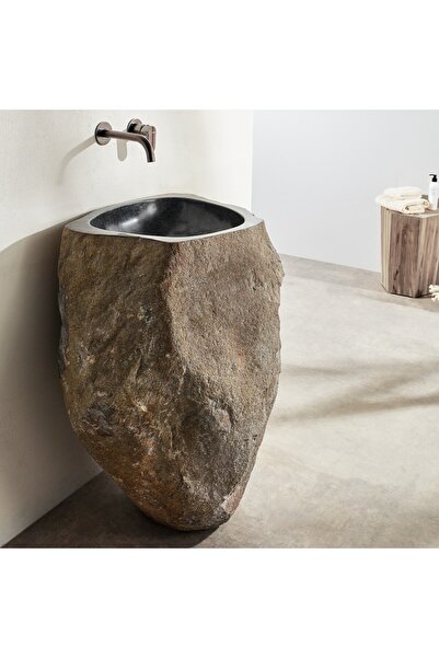 Fossil Vero Riverstone RP90 Επιδαπέδιος Πέτρινος Νιπτήρας Black Ø 45-60 εκ.