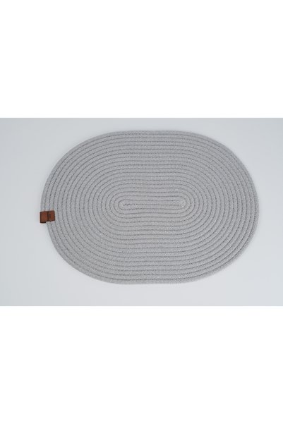 Fabrix Home 6-Piece Oval Jute Platter American Service Set Gray Color Bohemian Tableware Presentation Plate Coaster