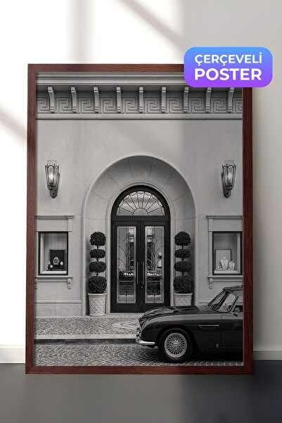 Postifull Poster zgrade i automobila, poster u smeđoj ramovini, serija "Stari...