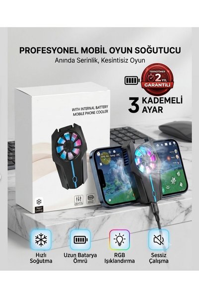 TEKNOTİMER RGB Aydınlatma Telefon Soğutucu Fan Pervaneli 3 kademeli Işıklı Gö...