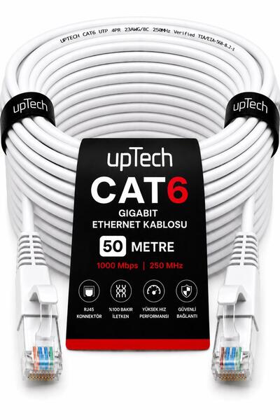 upTech Cat6 Ethernet Cable 50 Meters Rj45 Lan Internet Modem Router Computer ...