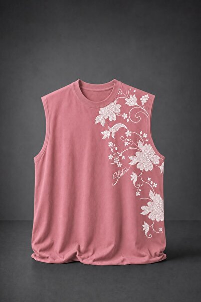 Slatra Men's Pink Ascend Zero Sleeve Oversize Tank Top
