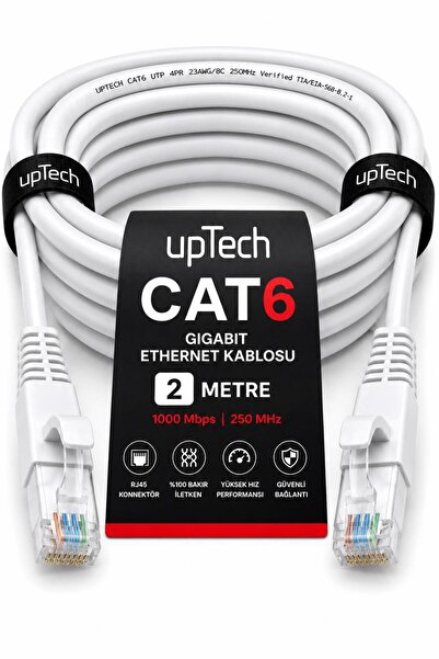 upTech Cat6 Ethernet Cable 2 Meters Rj45 Lan Internet Modem Router Computer C...