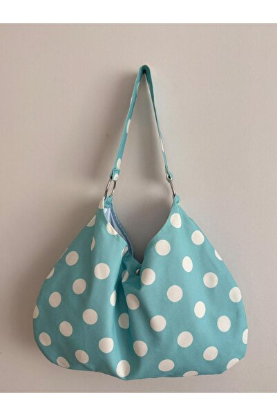 MUTE BAG Turquoise Blue Polka Bag Polka Dot Bag / Polka Dot Shoulder Bag (28*49)