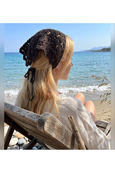 Hello Neo Jewelry Kadın El Örgüsü Bohem File Yazlık Bandana Kahverengi