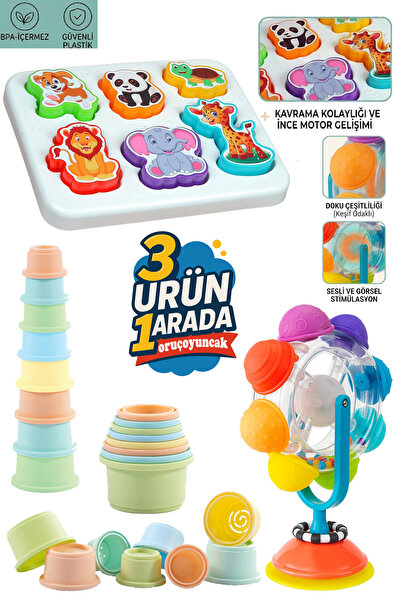 oruçoyuncak Neşeli Hayvanlar Bultak + Mama Sandalyesi Eğlencesi Vantuzlu Işık...