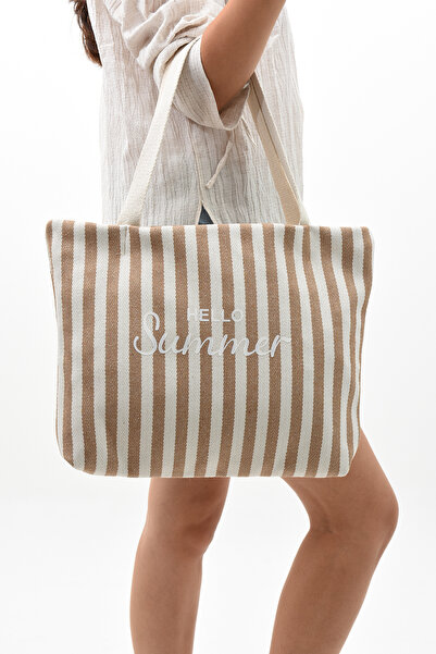 Morlex Mink striped beach bag