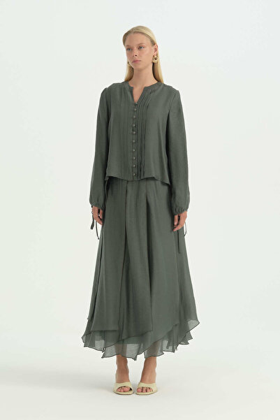 Nihan Ribbed Detailed Shirt - Emerald