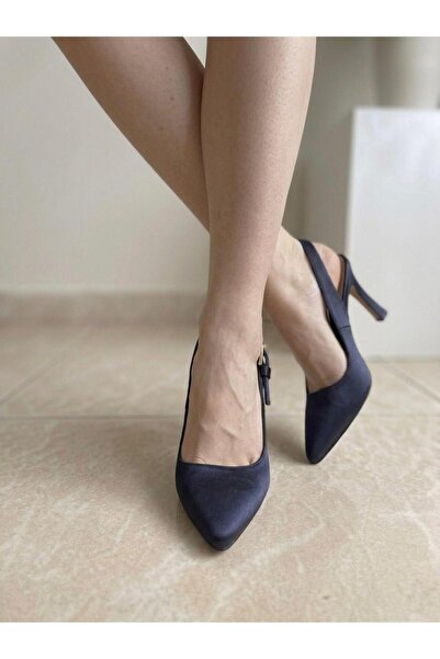 beelleshoe Palmi̇ra Women's Night Blue Suede Stiletto Open-Back Goblet Heeled...