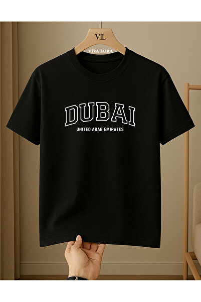 VİVA LORA TRICOU UNISEX 100% BUMBAC CU GULER ROTUND, IMPRIMAT DUBAI, MODEL RE...