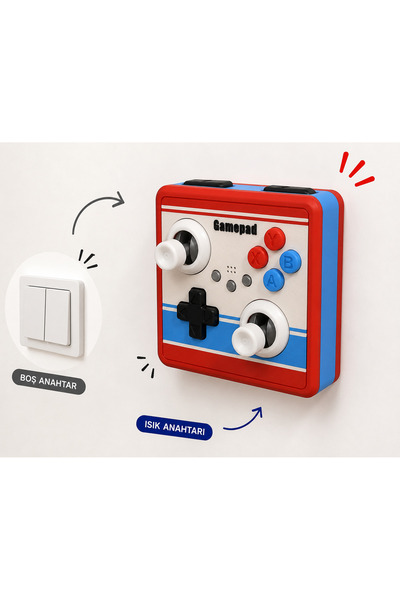 Decorius Arcade Atari Oyun Kumandası Görünümlü Duvar Prizi - 2'li Anahtar Çer...