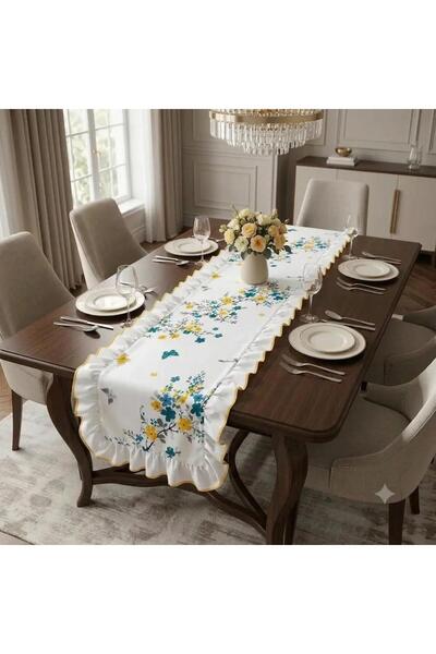 Pamuku 100% Cotton Ruffled Runner |   40 X 100