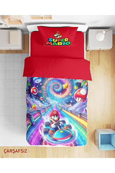 Erays Home Super Mario Digital 3D Printed Single Bed Sheetless Boy's Duvet Co...