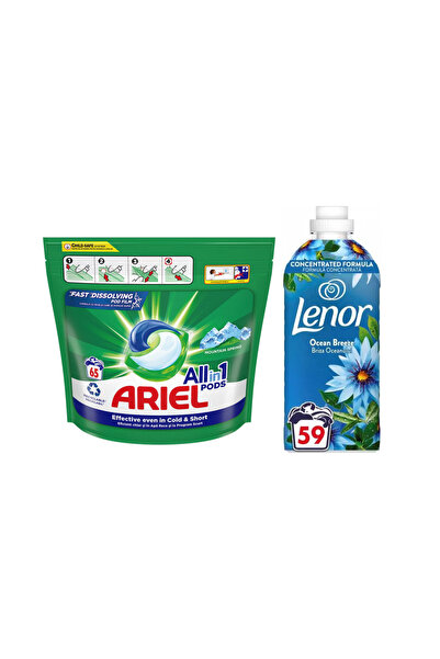 lenor Pachet Ariel MS 65 spalari + Balsam de Rufe 1.239l Ocean Breeze 59 spalari