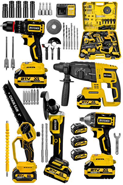 STEİNER 21V Darbeli Kömürsüz 5'li Set Kırıcı Delici Hilti - Somun Sıkma Sökme...