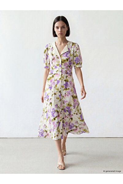 LC Waikiki Nevavm V-Neck Floral Dress with a Difference