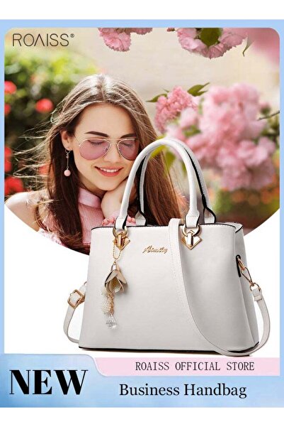 ROAISS Women Stylish Handbag with Top Handle and Exquisite Pendant, Large Cap...