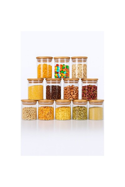 Empressco 12-Piece Vacuum Sealed Borosilicate Spice Jar Set with Bamboo Lids
