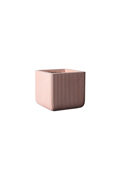 SUPERGREENS Γλάστρα Πήλινη Τετράγωνη ''Stripe'' Σομόν M 31x31x28 εκ.