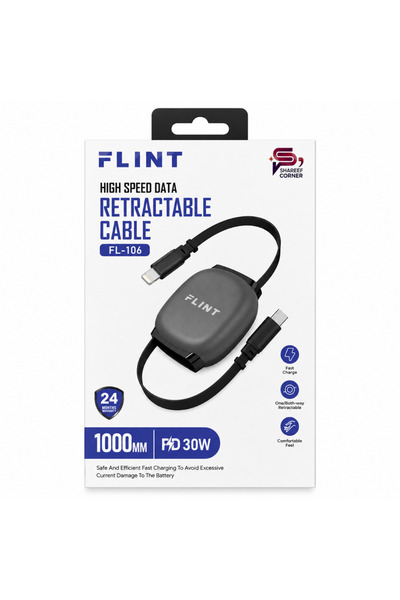 FLINT FL-106 Retractable USB-C to Lightning Cable - Tangle-Free Fast Charging...