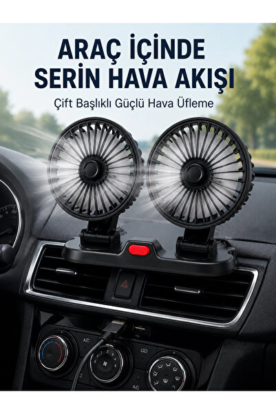 Epilons Ayarlanabilir Çift Başlıklı Sessiz Araç İçi Vantilatör