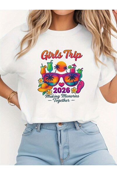 NOURAM تي شيرت نسائي وقمصان للمناسبات الخاصة بتصميم "Girls Trip 2026 Making M...