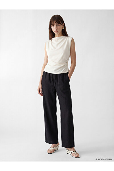 LC Waikiki Trendlucky Women's Linen Blend Trousers with Elastic Waist