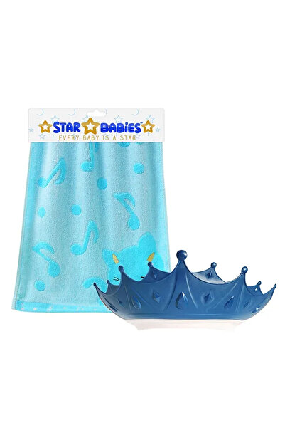STAR BABiES مجموعة - قبعة استحمام كراون + منشفة وجه من الخيزران