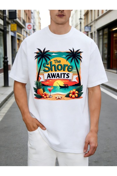 212Wear Tropical Beach Style Men'S Round Neck T-Shirt, Loose Fit, Fashionable...
