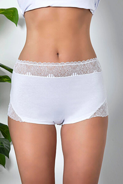 Çamaşır Kenti DANTEL DETAYLI BOXER BEYAZ (MGP21783)