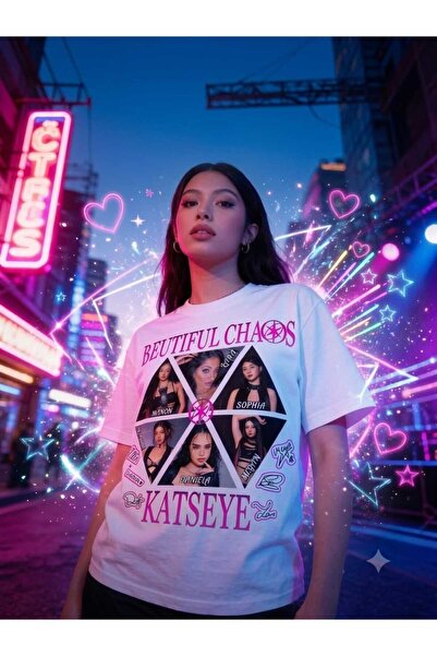 Malfini Tricou alb Katseye-Beautiful Chaos!, unisex