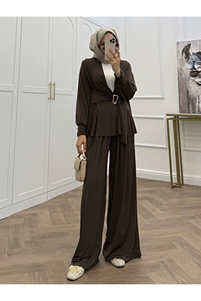 bezenstore NEFİSE GOLD TOKALI SANDY KAHVERENGİ TAKIM