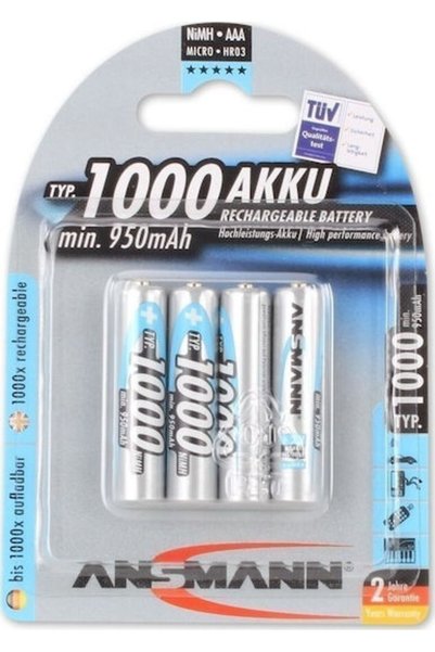 ANSMANN Επαναφορτιζόμενη Μπαταρία AAA Ni-MH 1000mAh 1.2V 4 τεμάχια