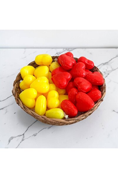 EQMQ STORE KOZMETİK Mini Heart Decorative Scented Basket Yellow Red Soap (30 ...