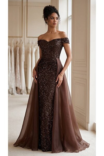 Ahlaa mawda Elegant brown evening dress