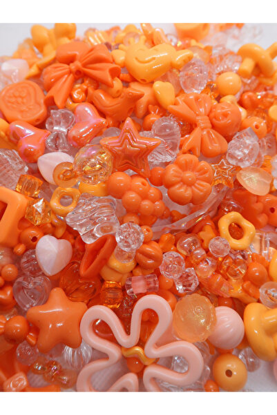 Turuncu Jelly Charm Boncuk Karışık 30 Adet Figür Plastik Boncuk
