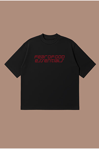 PURE POWER Fear of God Κόκκινο Μπλουζάκι Unisex Oversize Boxy Fit 100% Βαμβακ...