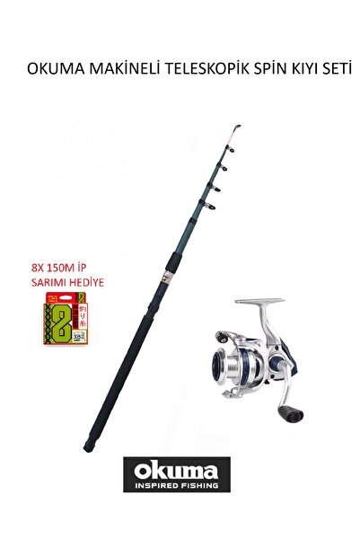 Okuma ARIA-4000a Painting Silver 1BB Olta Makinesi+ 270 cm teleskopik kamış k...