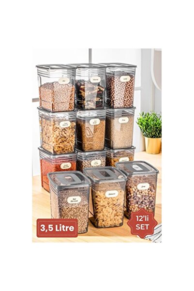 Empressco Set of 12 Mega Size Storage Containers, 3.5 Liters, Anthracite