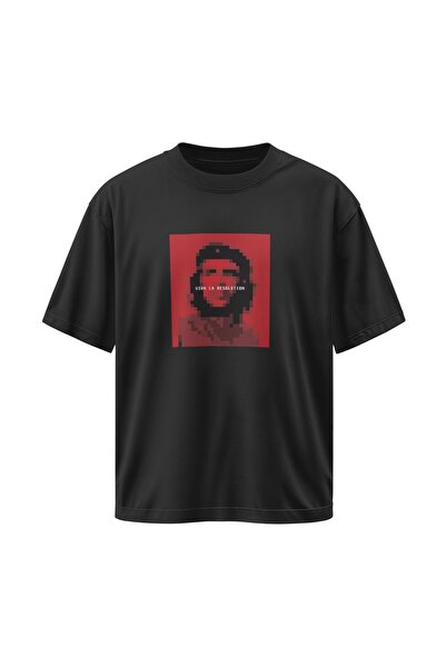 buzagi Viva La Resolution Oversize Unisex Black T-Shirt