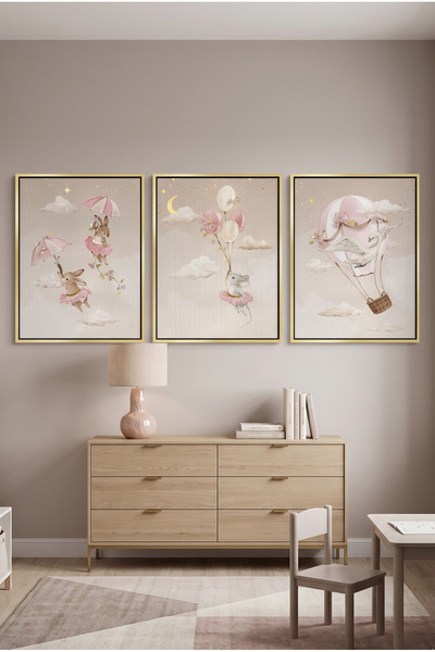 Jasmine Art Ballerina Animal Nursery Kids Wall Art | Portrait Framed Canvas P...
