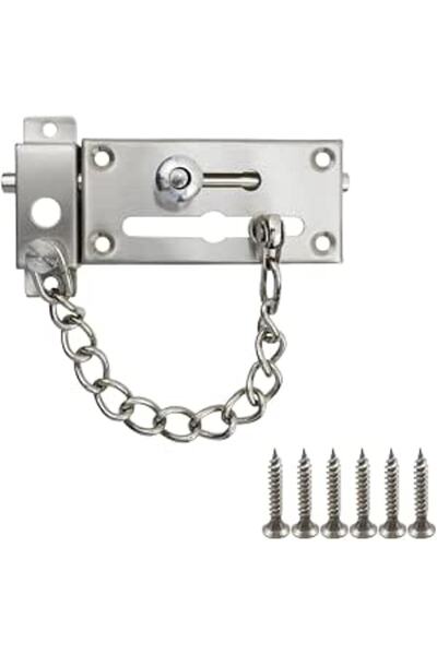 Arabest Stainless Steel Door Latch With Chain, Anti-Theft Interior Gate Lock