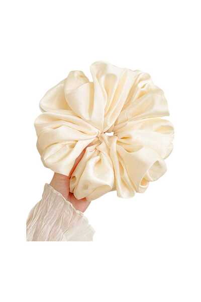 OEM Accesoriu de par elegant, Model maxi, stil elastic, din satin, crem