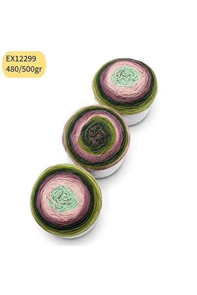 Oxford İplik İhrac Fazlası 3'lü Paket 480/500 gr Akrilik Kek Batik EX12299