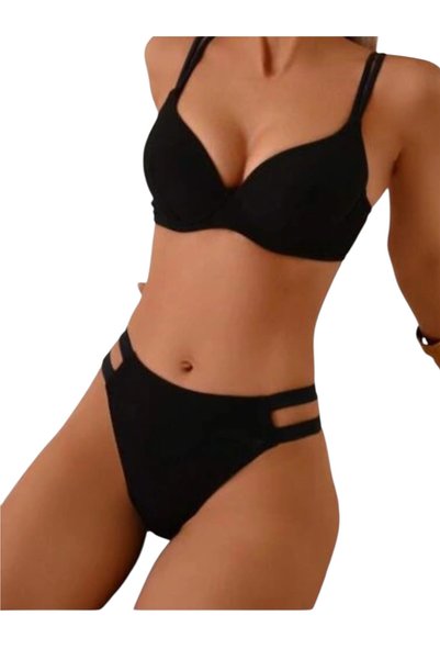 OEM Women's intimate underwear, 2 pieces, black, push up, S