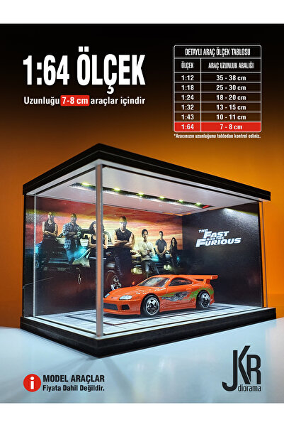 Fast and Furious V4 Diecast Led Işıklı Akrilik Korumalı Stand/Diorama 1:64 ÖLÇEK