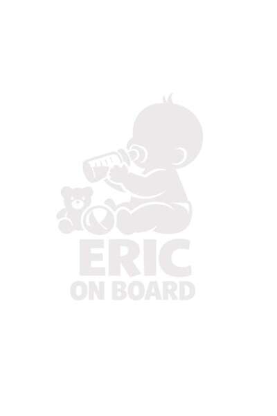 OEM Autocolant decorativ auto  "ERIC ON BOARD ", 10cm, Alb